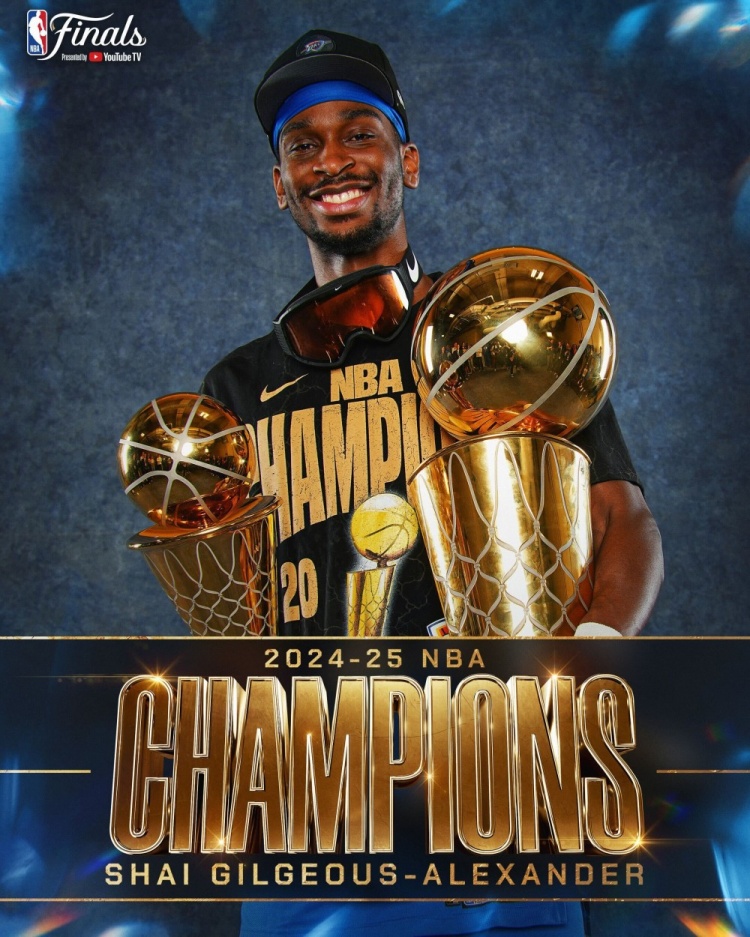 一個(gè)人都不能少！NBA官方曬出雷霆全員個(gè)人捧杯照