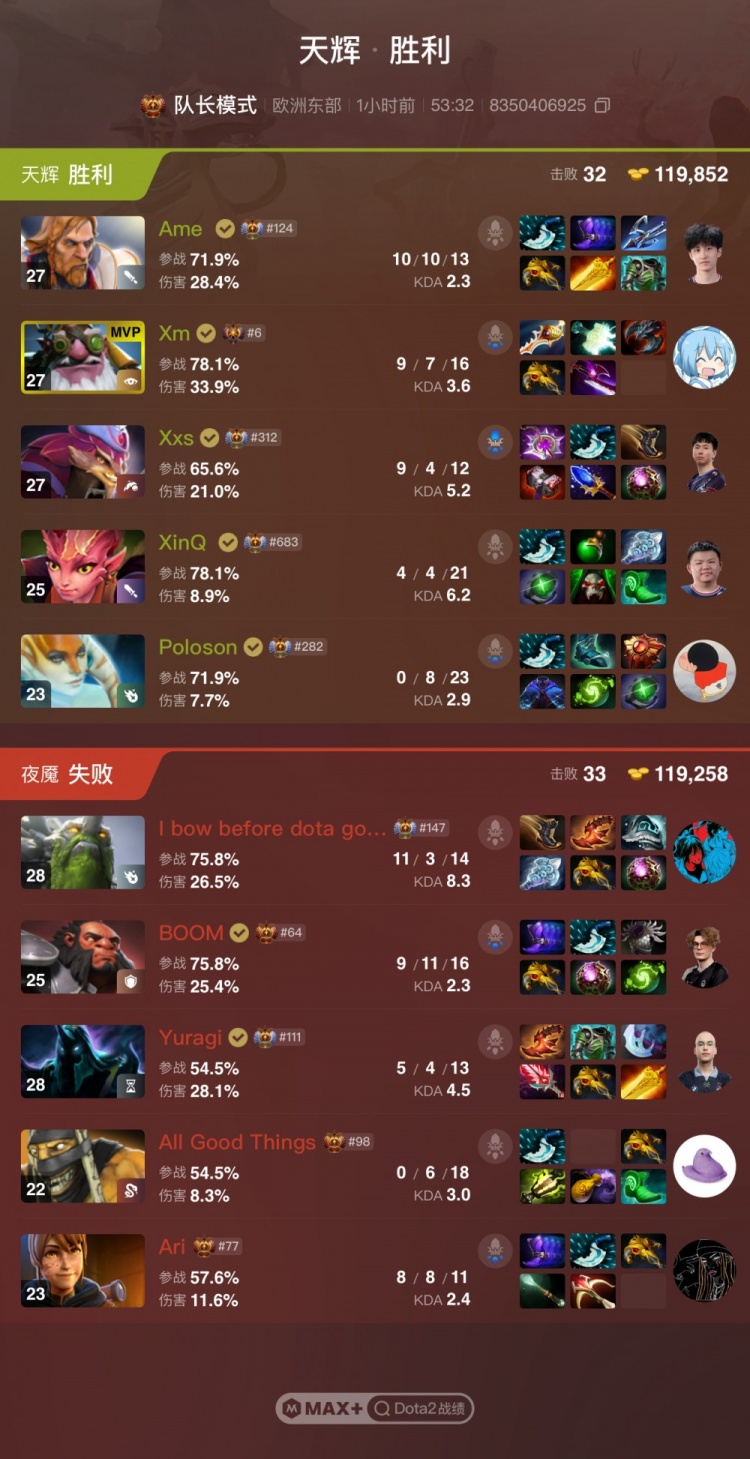 🎮Xm大火枪逆天爆杀 BOOM斧王难C XG让一追二胜NAVI晋级六强