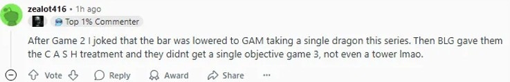 Reddit热议BLG横扫GAM：Knight对22年的事情耿耿于怀