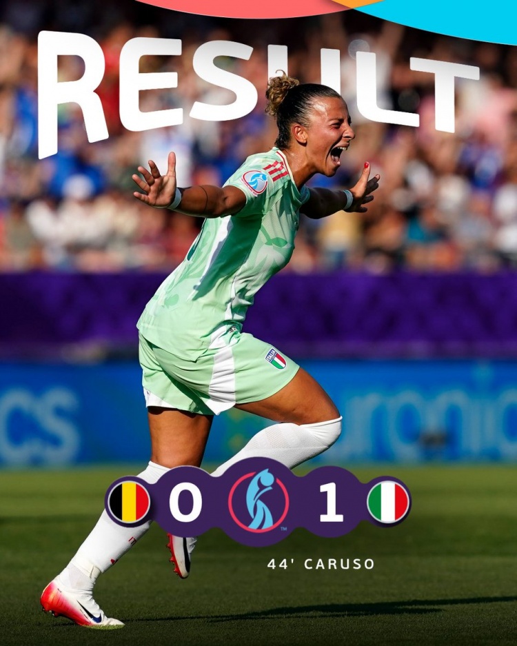 女足欧洲杯：意大利1-0比利时，拜仁女足球员卡鲁索一击致胜