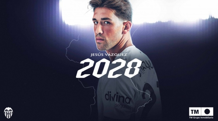 官方：瓦伦西亚与22岁左后卫热苏斯-巴斯克斯续约至2028年