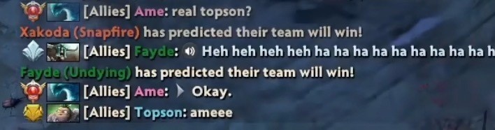 Topson直播偶遇ame友好互动：ame暴走水人带躺 普森直呼Agod！