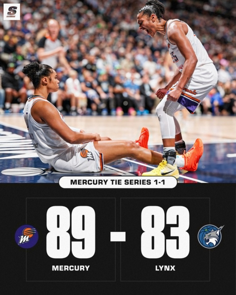 🏀20分大逆转&扳成1-1！萨巴利24+9 科利尔24+6 水星加时胜山猫