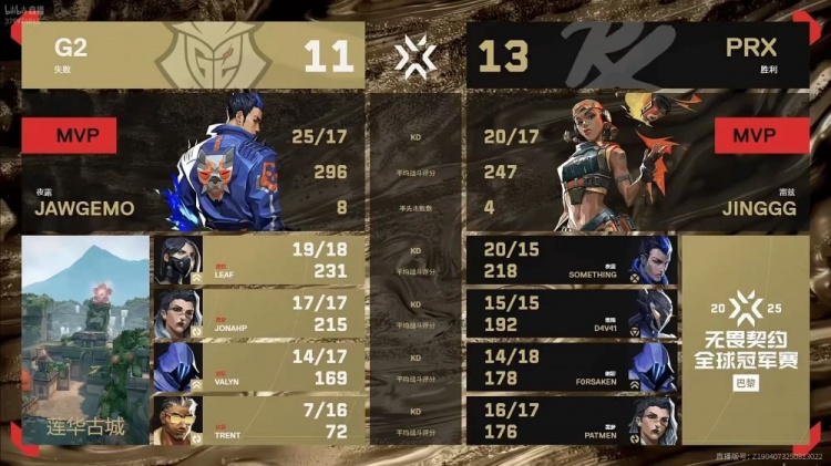 🎮强强对决！PRX鏖战三局险胜G2将其打入败者组！PRX 2-1 G2