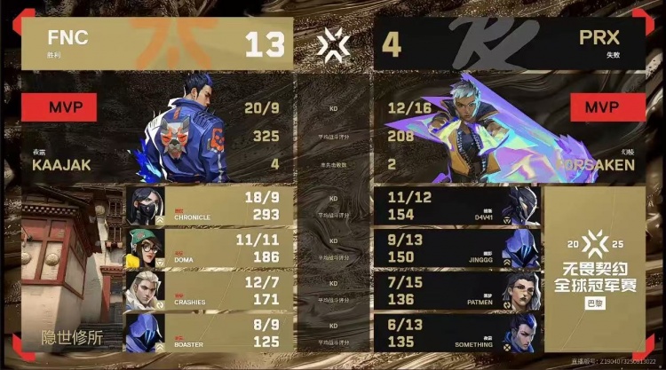 🎮残阵也能赢！Kaajak状态拉满带队拿下PRX！FNC 2-1 PRX