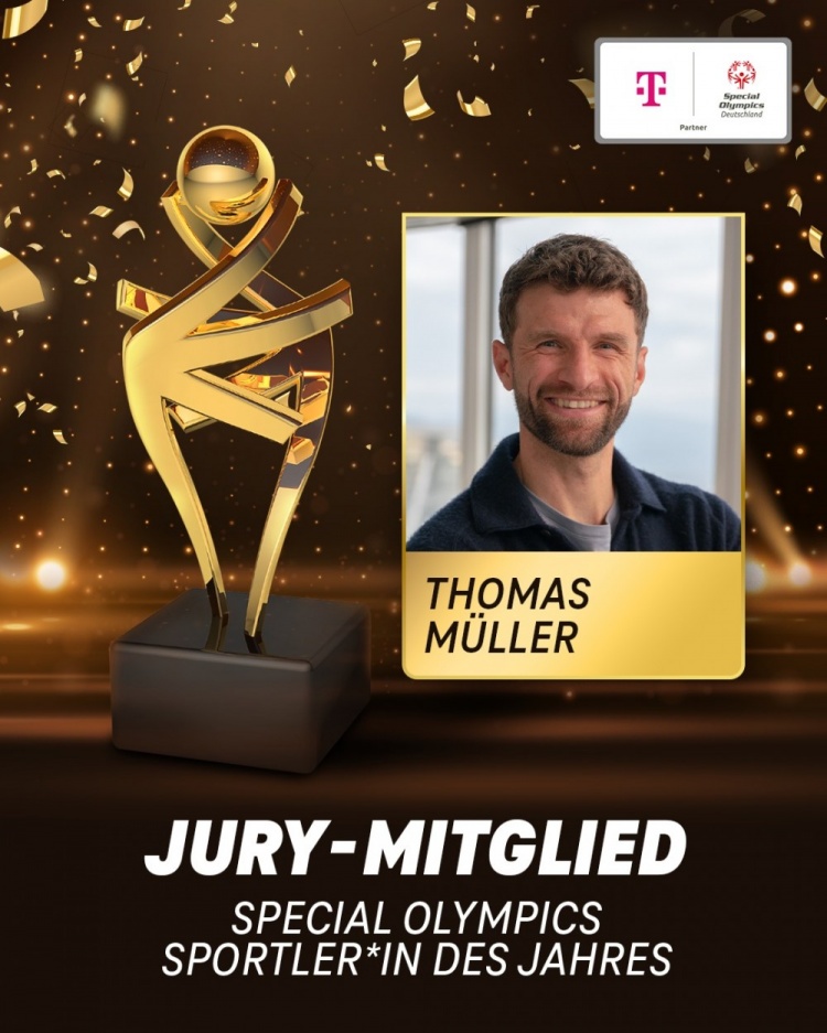 穆勒社媒晒海报,宣布担任特殊奥林匹克年度运动员奖项评审团成员