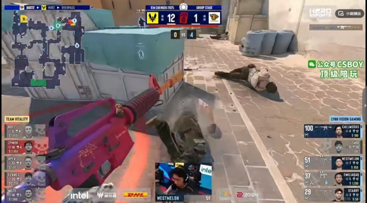 🎮被当人机！A门猛绕flameZ爽刷数据 ZywOo跳狙助小蜜蜂赢图一