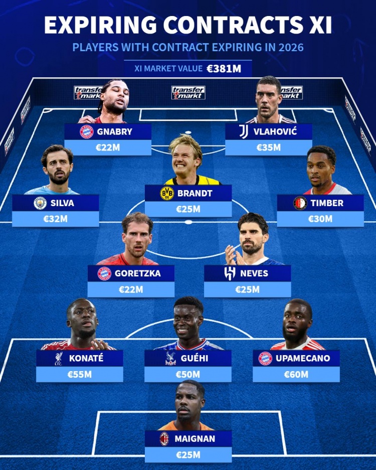 【值得一看】德转排明年合同到期阵容：格纳布里、B席、于帕、科纳特、DV9在列(图1)