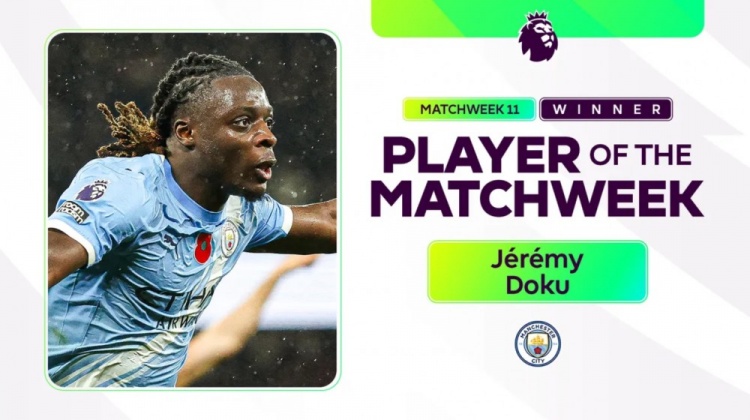 1进球+7次成功过人+11次赢对抗 官方：多库当选本轮英超最佳球员