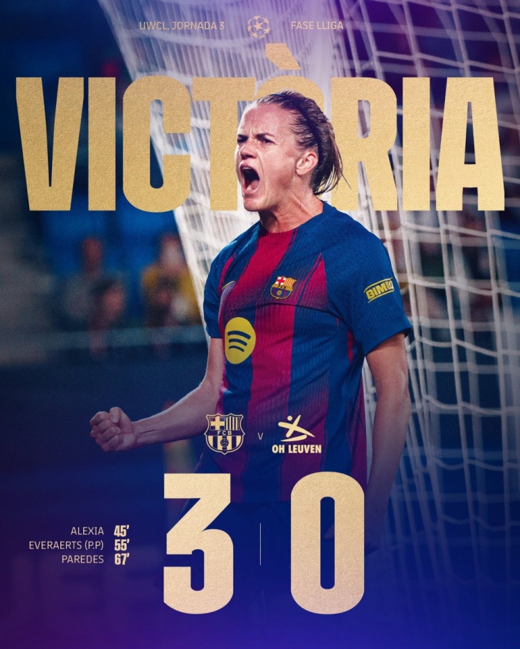 强势！女足欧冠巴萨3-0击败奥哈瓦里，3战全胜打进14球仅丢1球