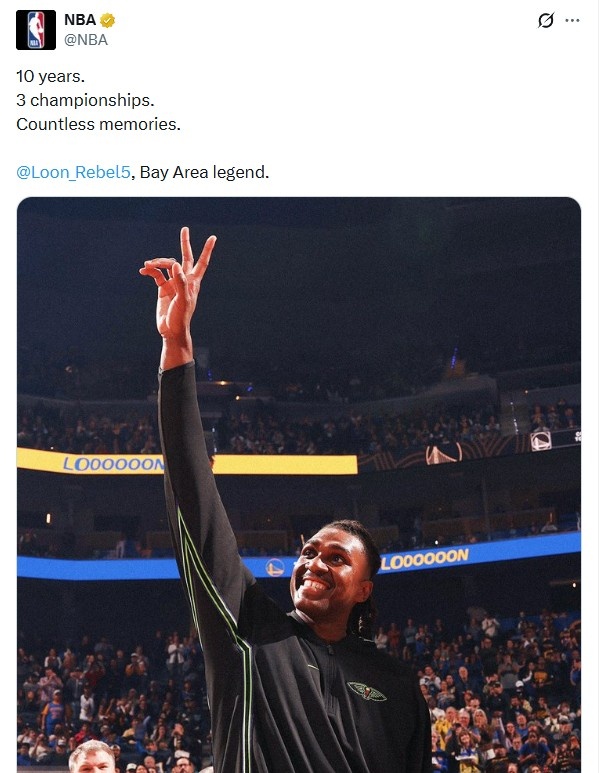 NBA官方致敬卢尼：10年3冠&数之不尽的美好回忆 你是湾区传奇