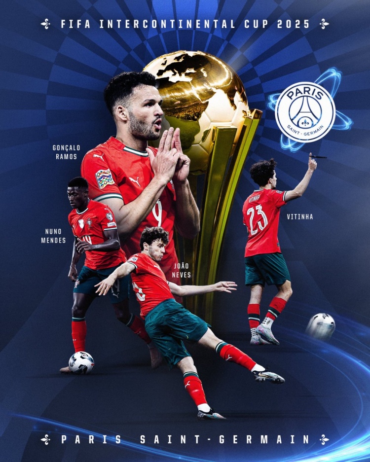 【体坛热讯】效力巴黎的内维斯等葡萄牙籍球员今⚾年夺7冠,葡萄牙队发海报祝贺(图1) 【体坛热讯】效力巴黎的内维斯等葡萄牙籍球员今⚾年夺7冠,葡萄牙队发海报祝贺(图1)