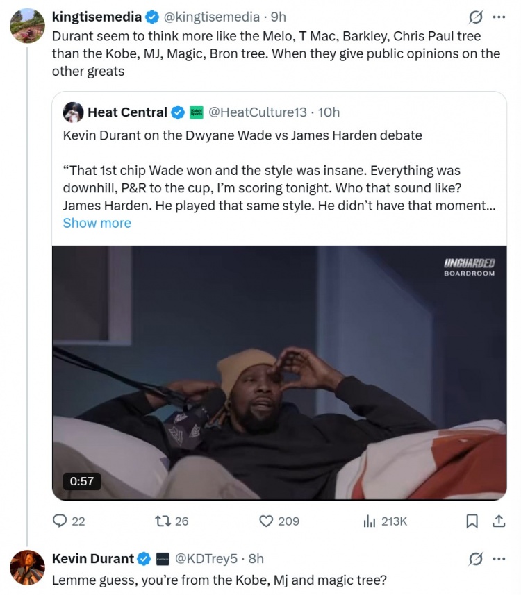 【值得一看】网友称杜兰特不是乔科詹那一档的！后者：我猜你和他们是一档的？(图2)