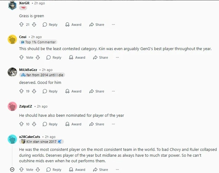 Reddit热议2025LCK awards:标准并不一致 体育精神奖把Faker骗来