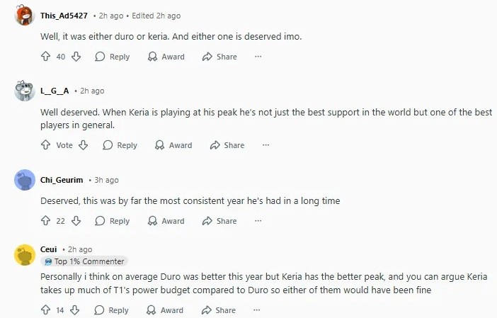 Reddit热议2025LCK awards:标准并不一致 体育精神奖把Faker骗来