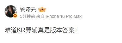 管泽元看WBG不敌OMG:难道KR野辅真是版本答案!