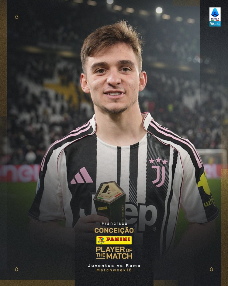 斩获进球！孔塞桑当选尤文2-1罗马全场最佳球员