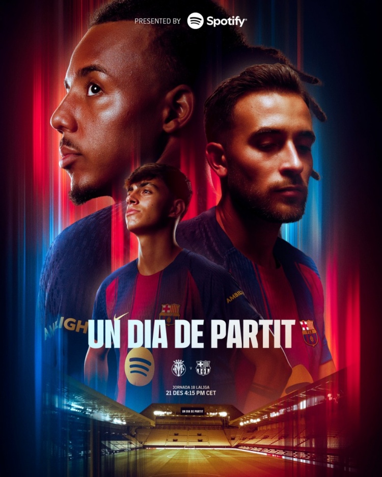 [球迷报道]巴萨发布对阵黄潜海报：埃里克·加西亚、伯纳尔、孔德出镜(图1)