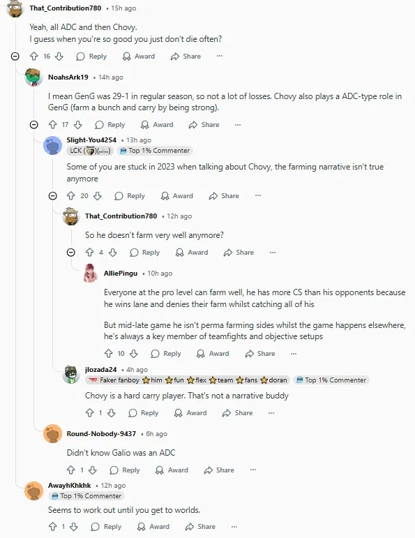 【蜗牛电竞】Reddit热议KDA排名：Chovy在一众AD中格格不入