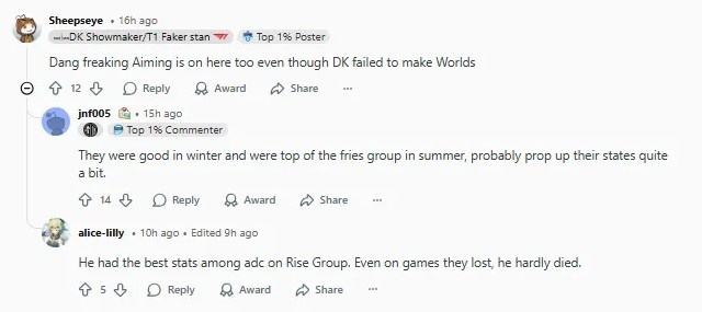 【蜗牛电竞】Reddit热议KDA排名：Chovy在一众AD中格格不入