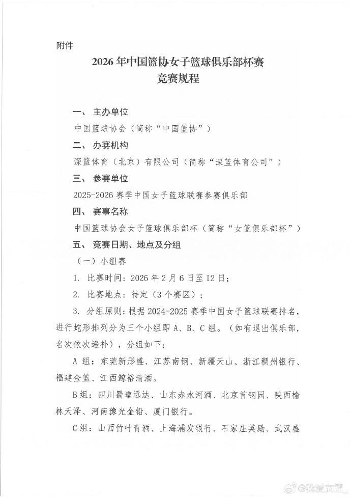 [推荐]首届WCBA俱乐部杯竞赛规程发布 18队角逐冠军(图2)