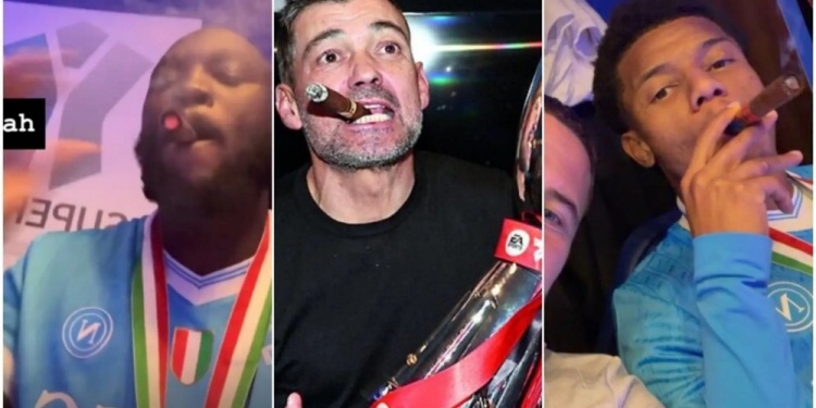 卢卡库和内雷斯抽雪茄庆祝夺冠，罗体：让人想起上赛季的孔塞桑