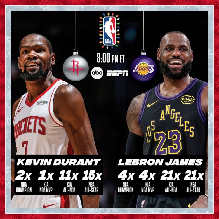 [湖人]圣诞夜60分不是传说！詹姆斯500+前无古人 库里一遇圣诞就隐身？(图3)