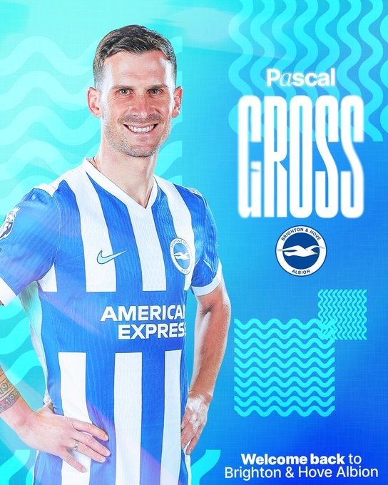 官方：布莱顿从多特签回34岁老将格罗斯 据悉转会费200万欧