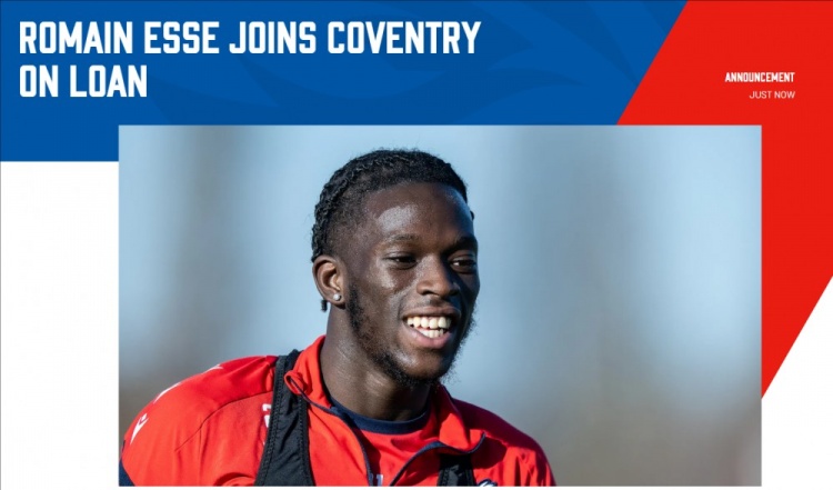 官方：水晶宫边锋埃塞租借加盟英冠领头羊考文垂，为兰帕德效力