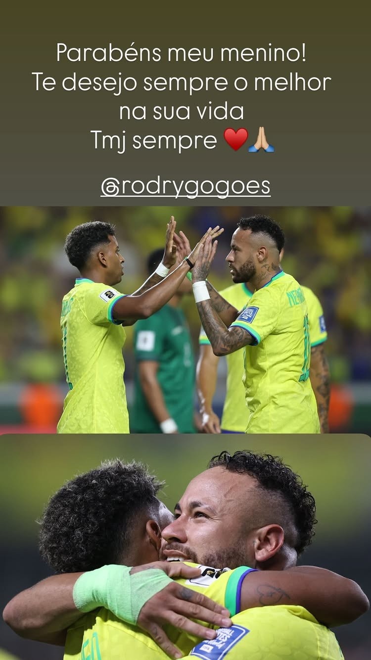 偶像的關懷！內馬爾為羅德裏戈送上生日祝福：祝你一切順利！