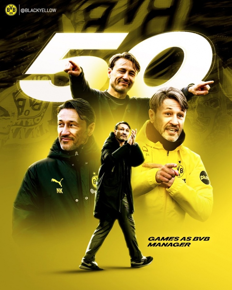 裏程碑！科瓦奇達成執教多特50場，此前29勝11平9負+場均2分