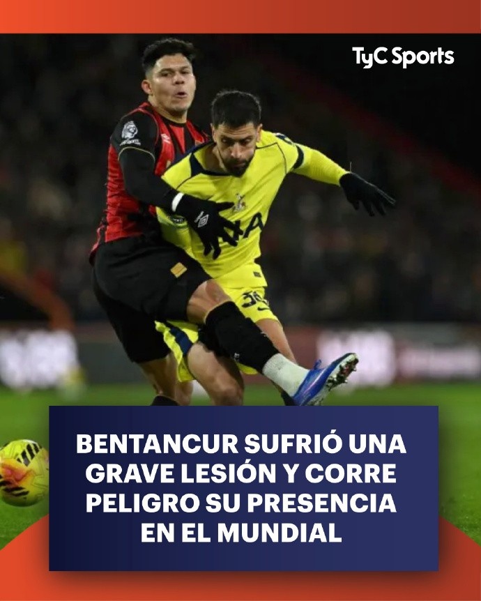 【乌拉圭】TYC：本坦库尔将至少因伤缺战3个月，能否参加世界杯成疑问(图1)