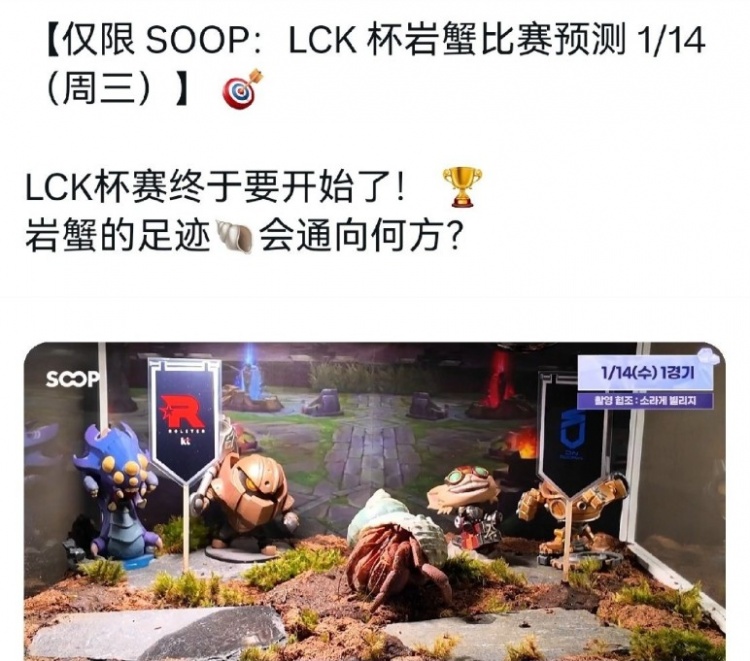 蟹勇者！直播平台SOOP策划岩蟹比赛预测：蟹老板看好DNF和BRO