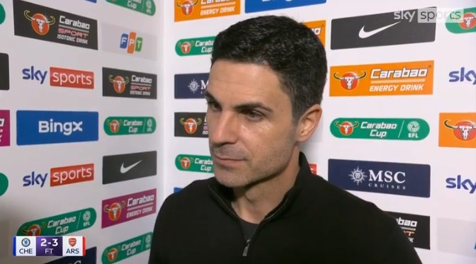 阿尔特塔：我们展现出了统治力，还有两次绝佳的机会可以再进一球