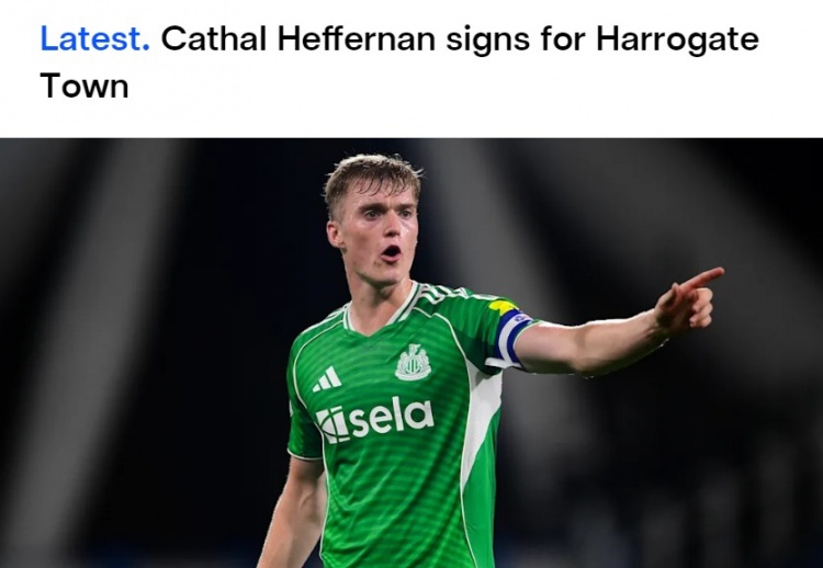  纽卡官方：U21后卫凯瑟尔·赫弗南永久转会至英乙球队哈罗盖特