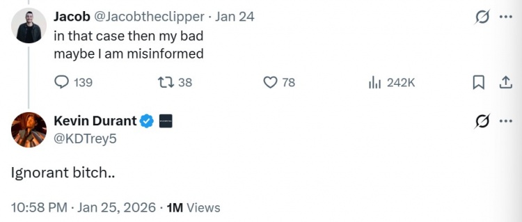 【球迷看点】网友称詹杜缺乏父爱&所以缺乏自信安全感 杜兰特:无知愚蠢的东西(图3) 【球迷看点】网友称詹杜缺乏父爱&所以缺乏自信安全感 杜兰特:无知愚蠢的东西(图3)