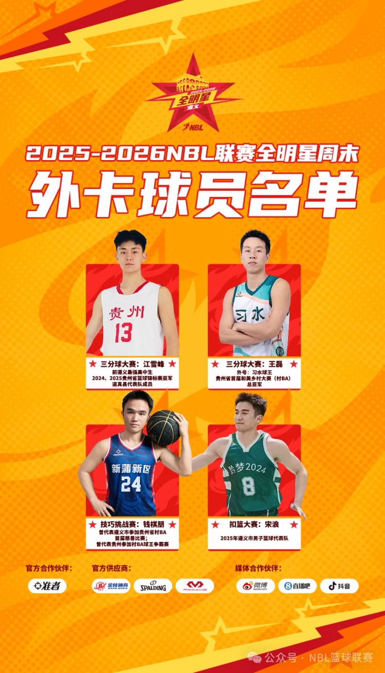 星火传承 闪耀遵义│2025-2026 NBL联赛全明星外卡球员公布！