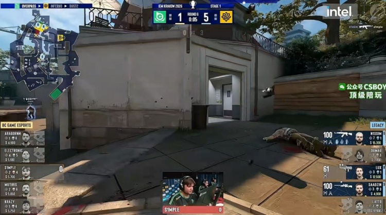 🎮2分翻给你看！s1mple逆风大狙顶住局势 BC大劣翻盘赢下自选图