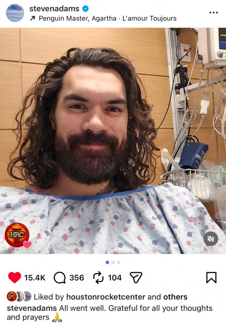 接受手术赛季报销！亚当斯晒照：一切都很顺利 感谢所有关心