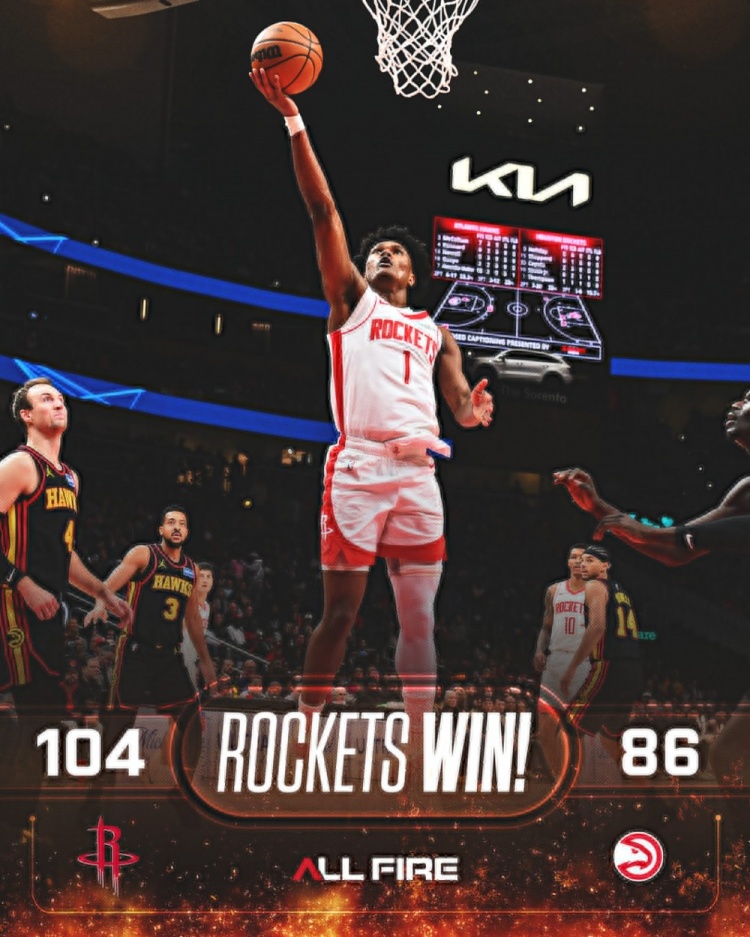 9+7+5+2+3&零失误！火箭发布赢球海报：封面人物阿门·汤普森