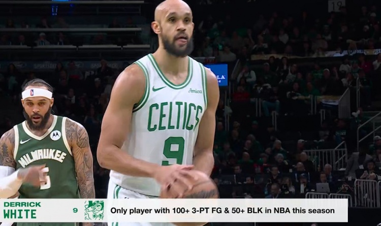 德里克·怀特本赛季共进100+三分&送50+盖帽 联盟唯一