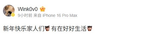 Wink发布祝福：新年快乐家人们 有在好好生活【球盟会】