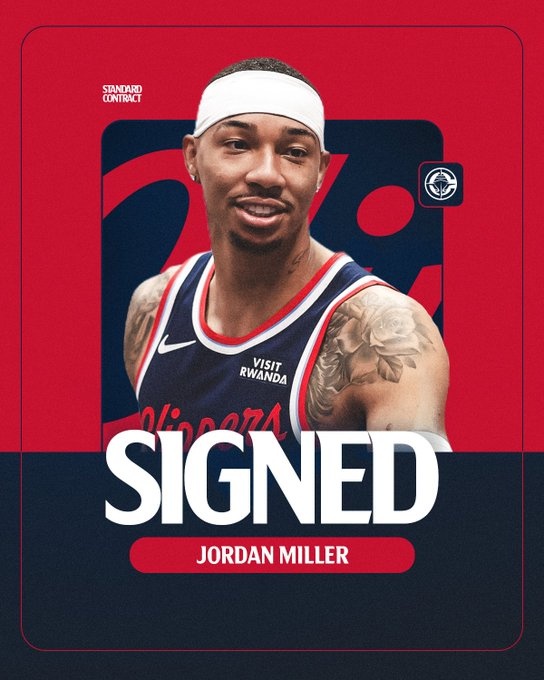 2年&本季场均9.1分！快船官方：球队与乔丹·米勒签下标准合同