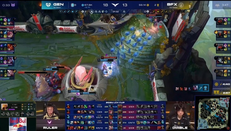 🎮别人家的大哥！Chovy岩雀抬3人 Kiin雷克塞挖穿BFX GEN赢首局