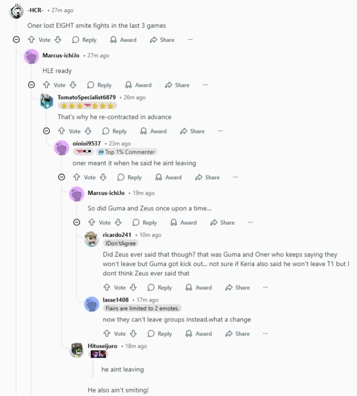 Reddit热议DK让二追三T1:T1现在无比想念Gumayusi;他是惩戒保险