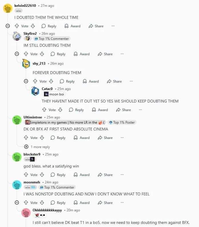 Reddit热议DK让二追三T1:T1现在无比想念Gumayusi;他是惩戒保险