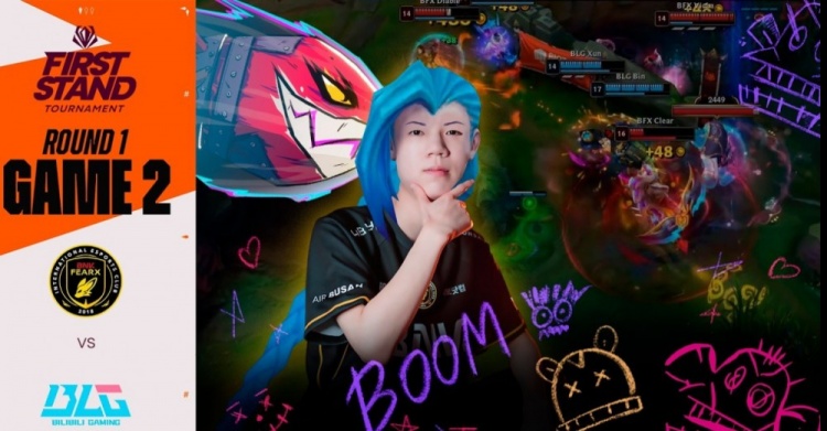 LCK美工发力了😂BLGvsBFX视频封面:拿大棒的Bin 皮城女警Viper
