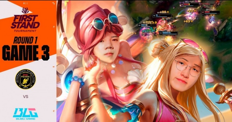LCK美工发力了😂BLGvsBFX视频封面:拿大棒的Bin 皮城女警Viper