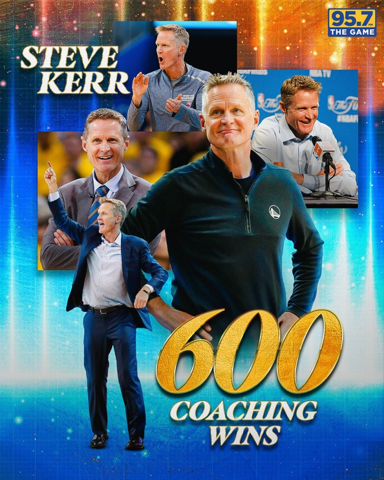  里程碑之夜！科尔拿到执教生涯第600胜 NBA历史第28位！