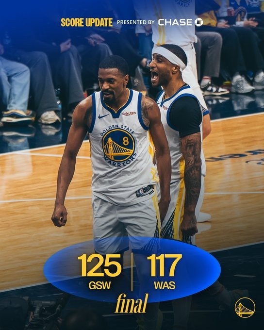  终结5连败！勇士官方发布赢球海报：梅尔顿和小佩顿当选封面人物